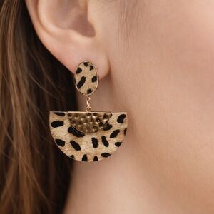 Myra Bag Leopard Print Leather Earrings